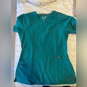 EUC smitten slim fit womens size medium green scrub top